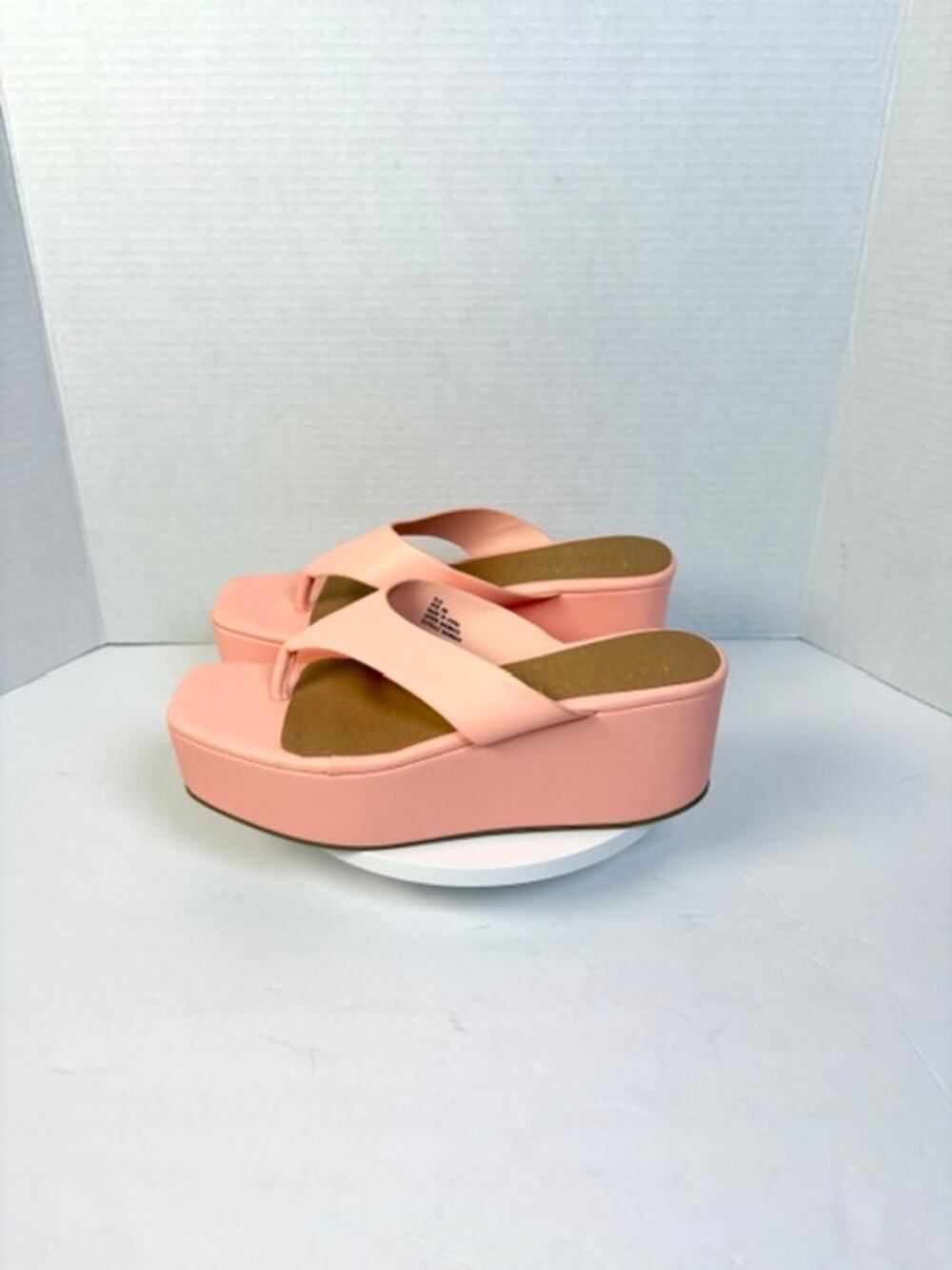 L*Space x Matisse Alia Platform Wedge Sandals Pink Thong Flip Flop Women's Sz 8